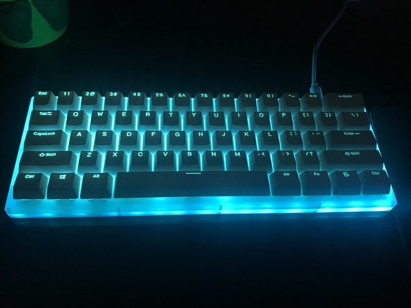 K61 61 Keys Mechanical Gaming Keyboard Gateron Switch Hot Swappable USB-C Wired RGB Backlight Translucent Glass Base ABS Keycap