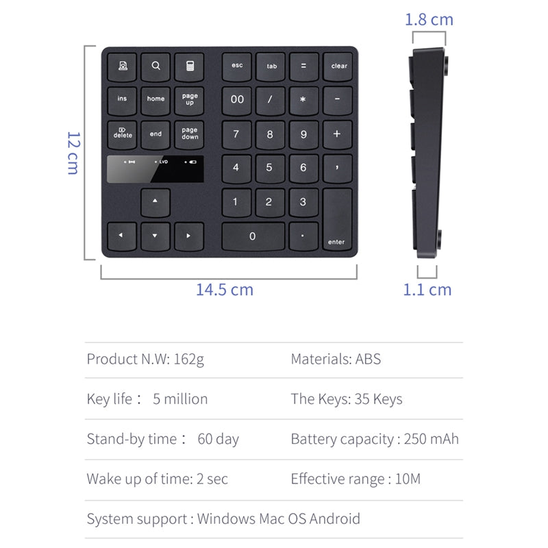 2.4G Wireless Numeric Keypad 35 Keys