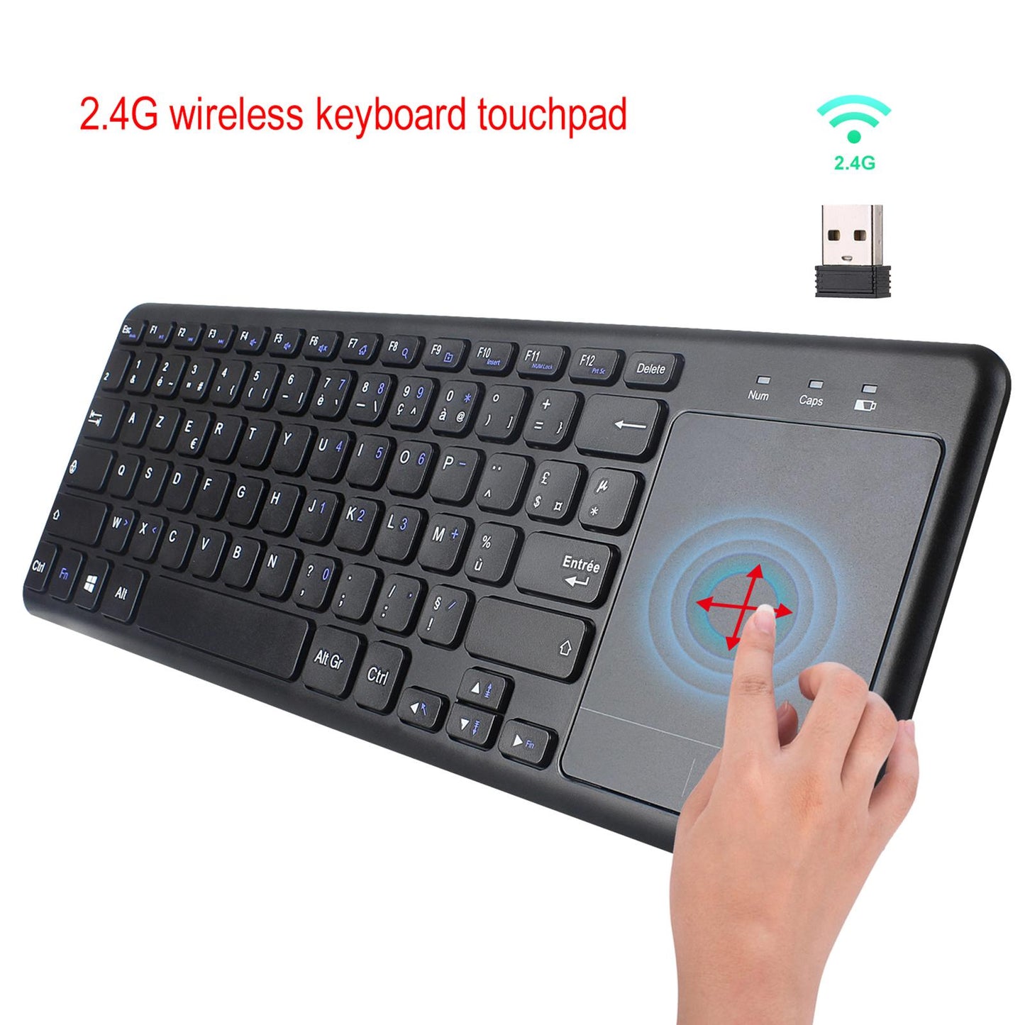 2.4G Wireless Keyboard Built-In Touchpad Mouse Trackpad for Tablet Windows
