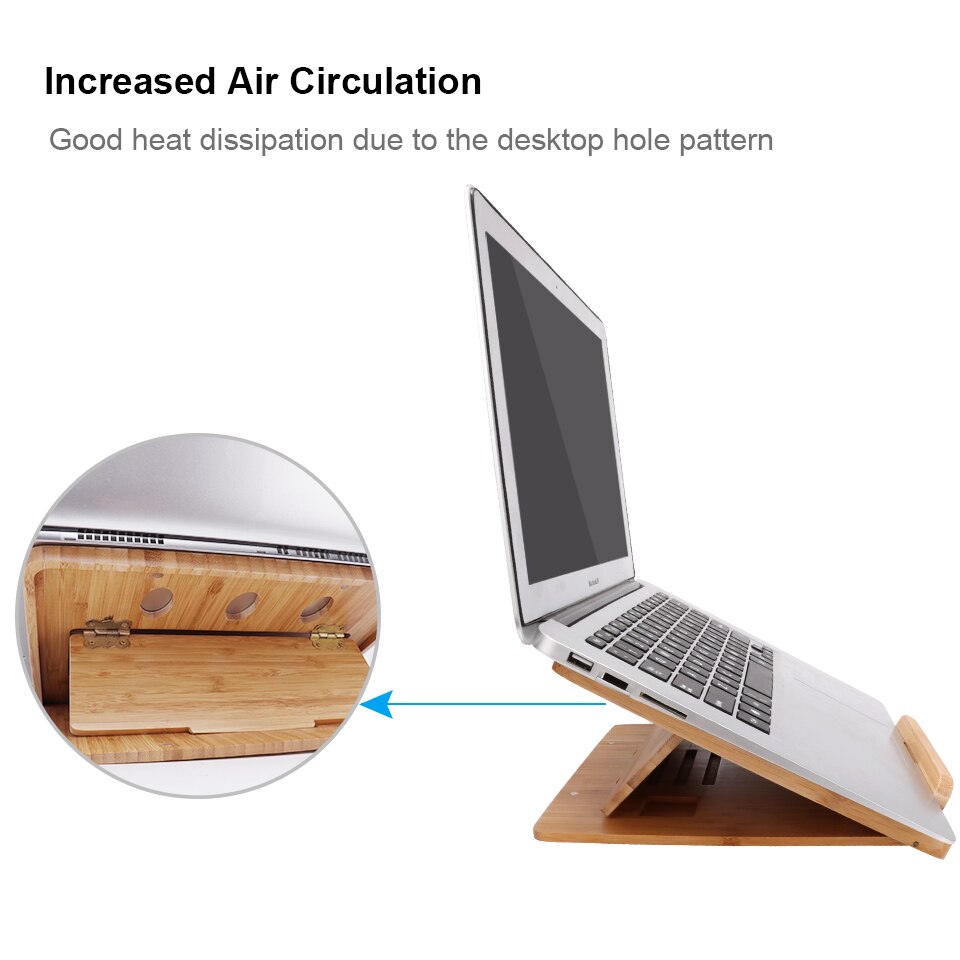 Bamboo Foldable Laptop Stand Holder Adjustable Notebook Computer Tablet Desk Bed Heat Dissipation Mount for Netbook