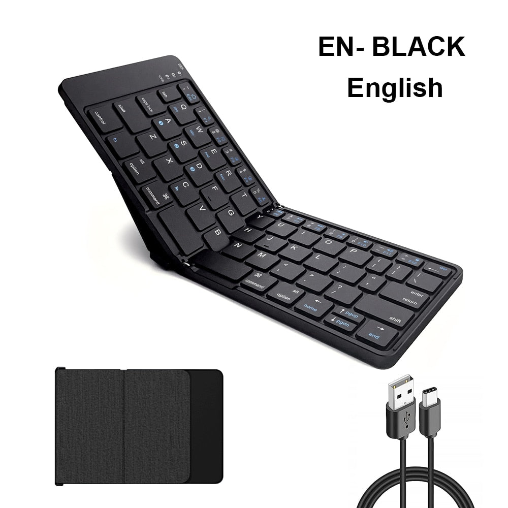 AVATTO Portable Wireless Bluetooth 5.1 Folding keyboard Sync Up to 3 Devices Mini Keyboard for Windows Android IOS Tablet Phone