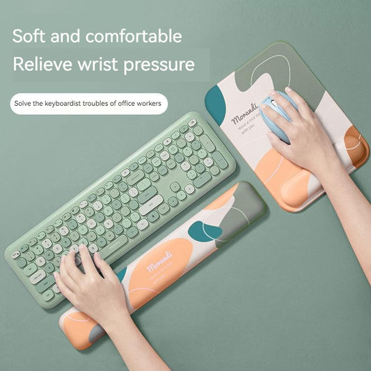 Morandi Mouse Pad With Keyboard Wrist Rest Set Nonslip Ergonomic Hand Support Mice Mat 3D Silicone Mousepad For Office Work
