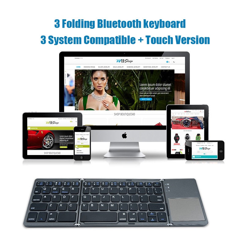 Wireless Folding Keyboard Bluetooth Keyboard With Touchpad For Windows, Android, IOS,Phone,Multi-Function Button Mini Keyboard