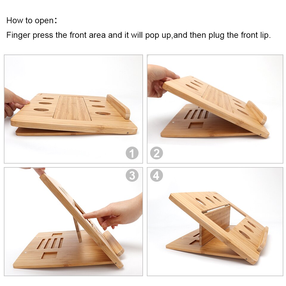 Bamboo Foldable Laptop Stand Holder Adjustable Notebook Computer Tablet Desk Bed Heat Dissipation Mount for Netbook