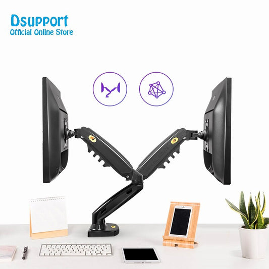 New NB F160 Gas Spring 360 Degree Desktop 17"-27" Dual Monitor Holder Arm with USB3.0 Monitor Mount Bracket Load 2-9kg each