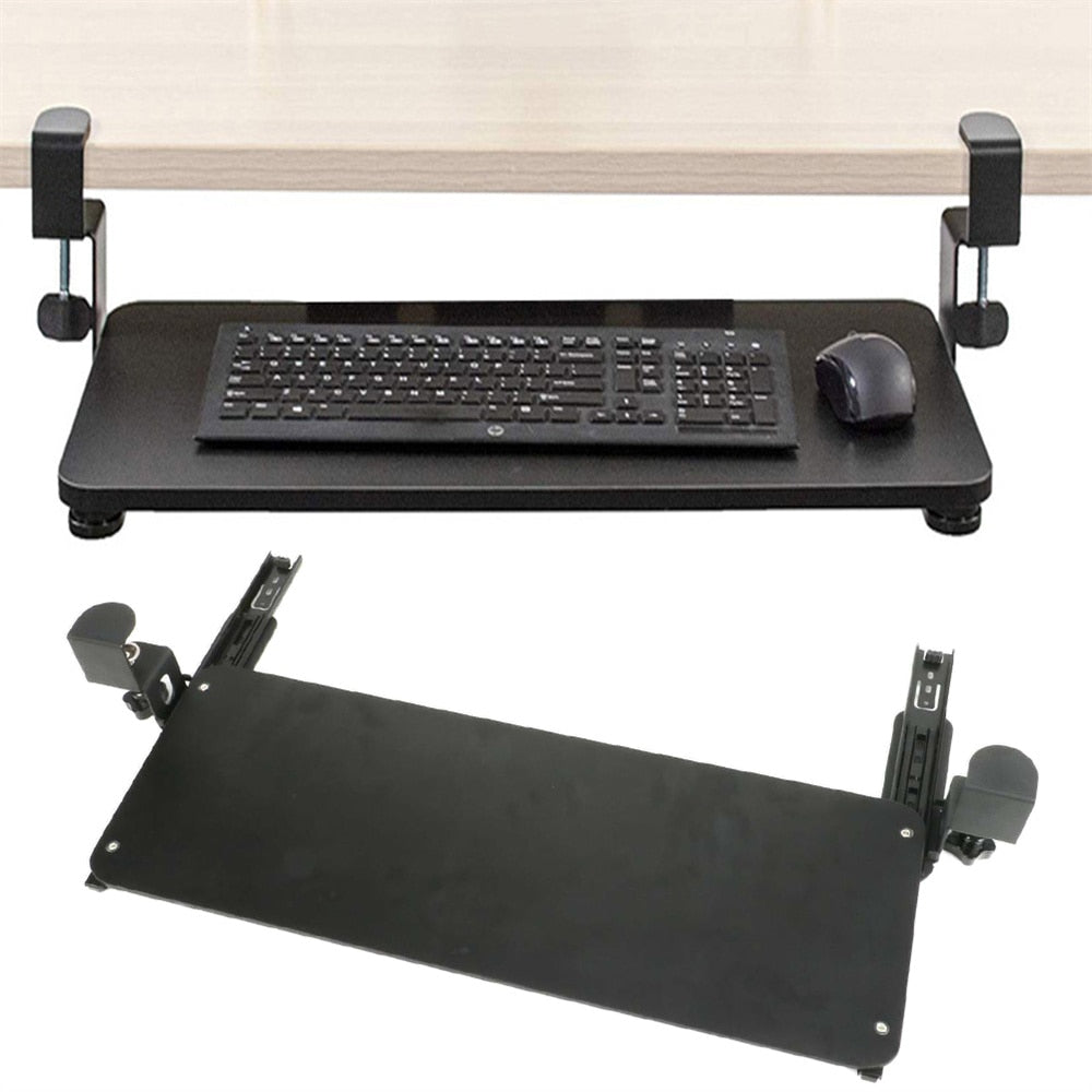 Clamp Tray Keyboard Support Large Space Punch-free Bracket Slide Rail Rack Desktop Computer Bracket Drawer Mouse Storage Shelf