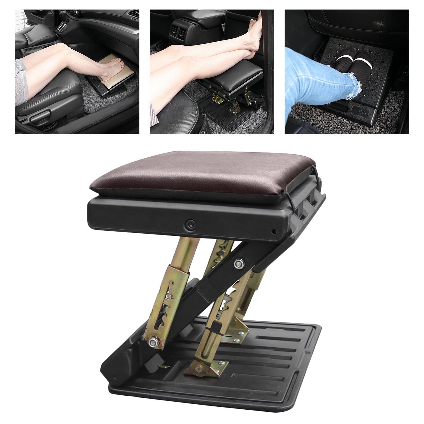 Adjustable Footrest with Maaging Beads Universal Fits for Car Under Desk