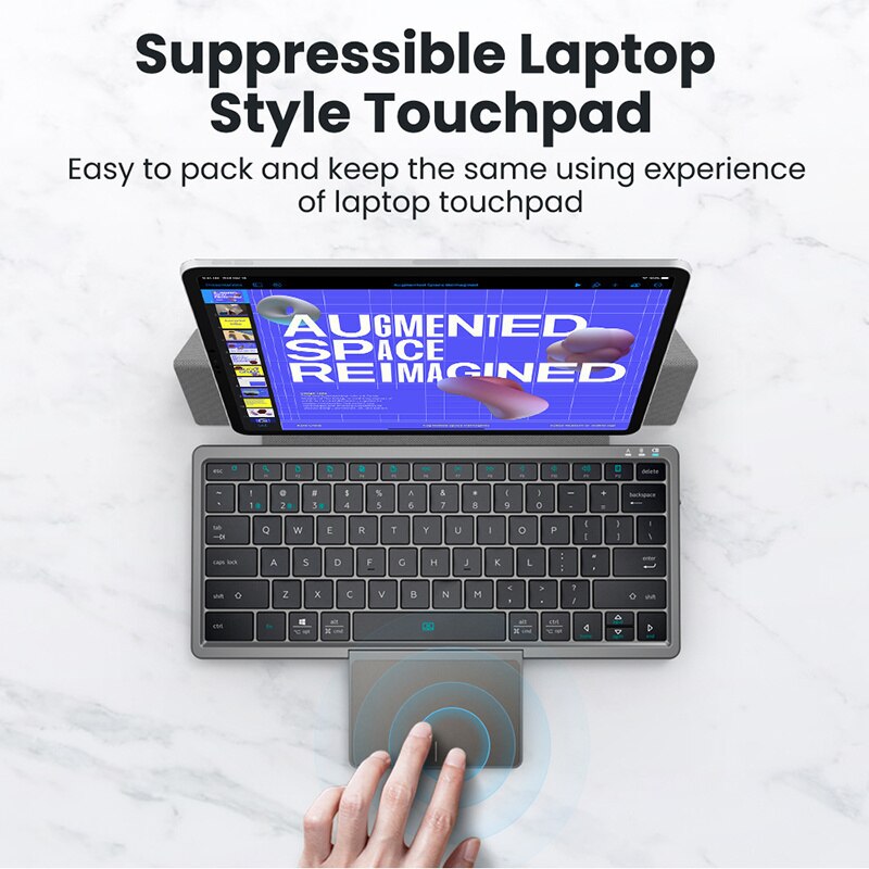 Folding Keyboard Wireless Bluetooth Keyboard With Folding Touchpad Leather Case For Windows, Android, IOS,Phone, Mini Keyboard