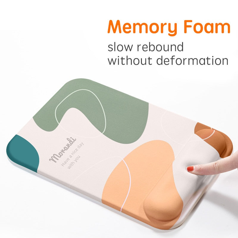 Morandi Mouse Pad With Keyboard Wrist Rest Set Nonslip Ergonomic Hand Support Mice Mat 3D Silicone Mousepad For Office Work