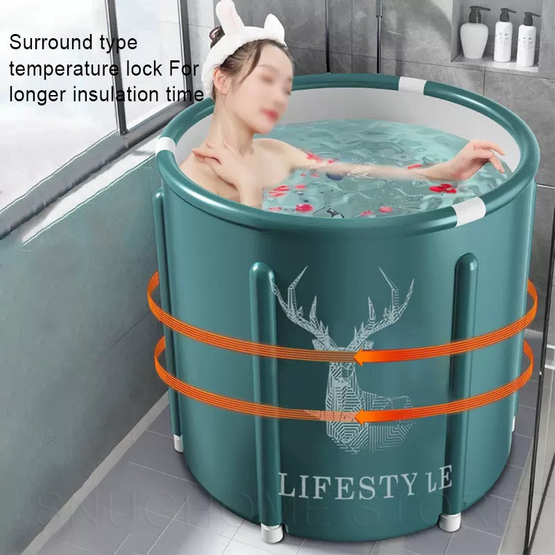 Portable Collapsible Bath Bucket , Large Capacity Bath, Ice Bath Winter Shower Bathing Artifact