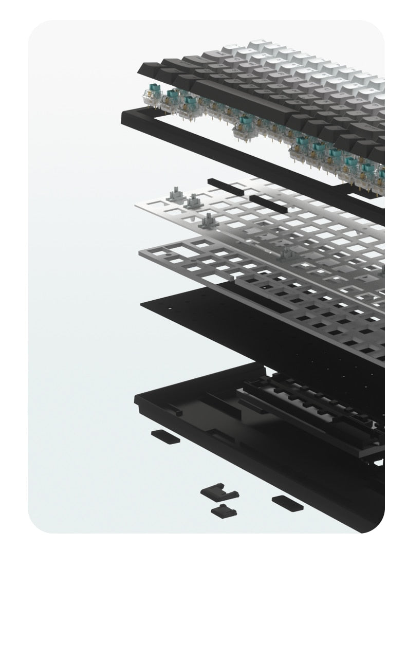 FL·ESPORTS FL100 Three-Mode Mechanical Keyboard 100 Keys RGB Hot-Swappable 2.4G Wireless Bluetooth Wired Win/Mac/iPad