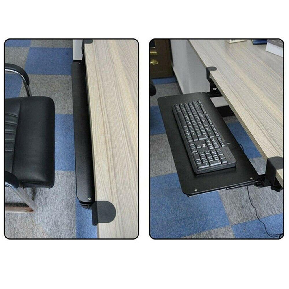 Clamp Tray Keyboard Support Large Space Punch-free Bracket Slide Rail Rack Desktop Computer Bracket Drawer Mouse Storage Shelf