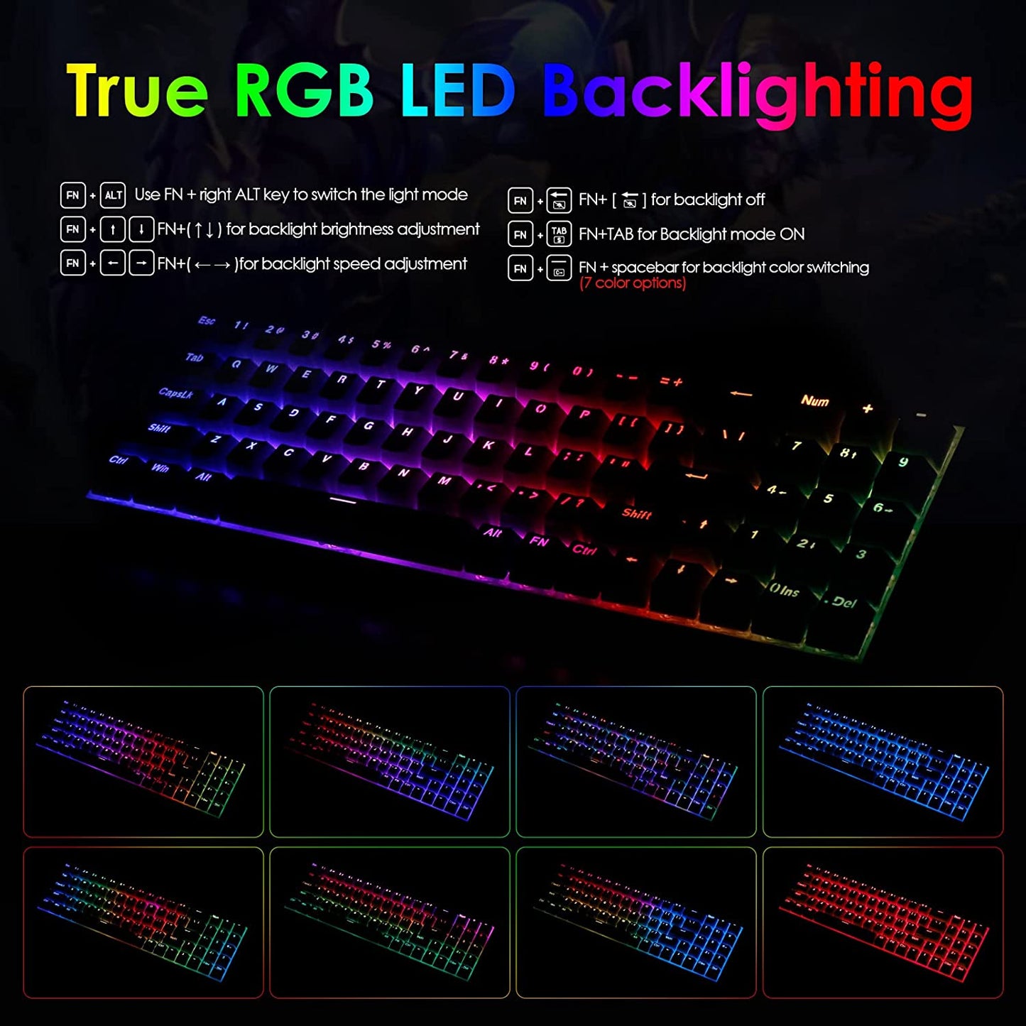 Redragon k688 Gaming Mechanical Keyboard RGB Backlit 78 Keys Swith Anti-Dust Proof Switches Hot Swappable Ergonomic for PC Gamer