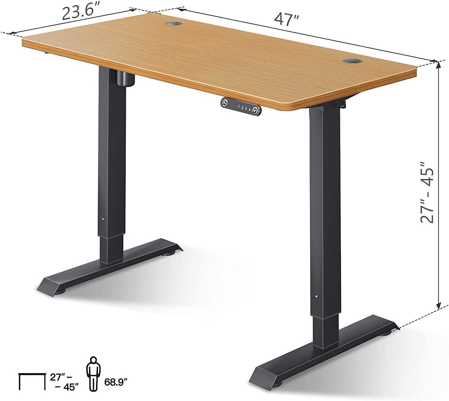 Mingming Corner Standing Desk Gaming Table Adjustable Ergonomic Standing Office Desk Bamboo Wooden Modern Home Office Furniture