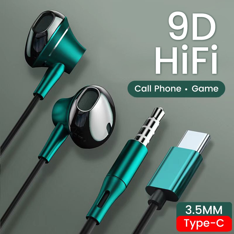 Universal Type C In-Ear Wired Headphones 3.5mm Stereo Sport Music Earbud Handfree Headset Earphones with Mic For Xiaomi Huawei