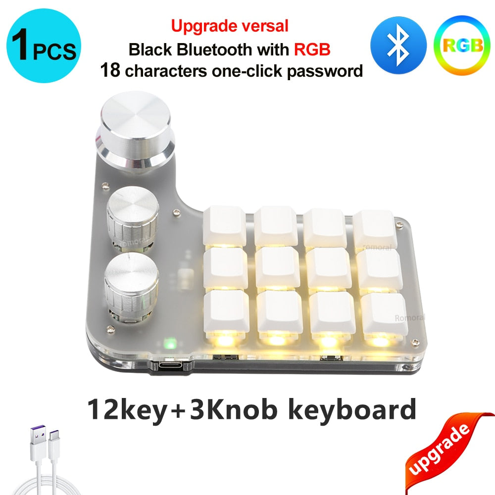 Programming Macro Keyboard RGB Custom Knob Keyboard 3/6/12 Key 1/2 Knob Gaming Mini Keyboard Copy Paste Photoshop Hotswap Keypad