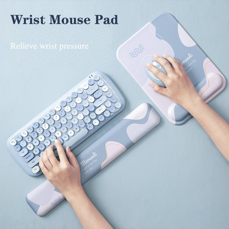 Silicone Mouse Pad With Keyboard Wrist Rest Set Nonslip Ergonomic Hand Support Mice Mat 3D Mousepad For Game Laptop Office Work