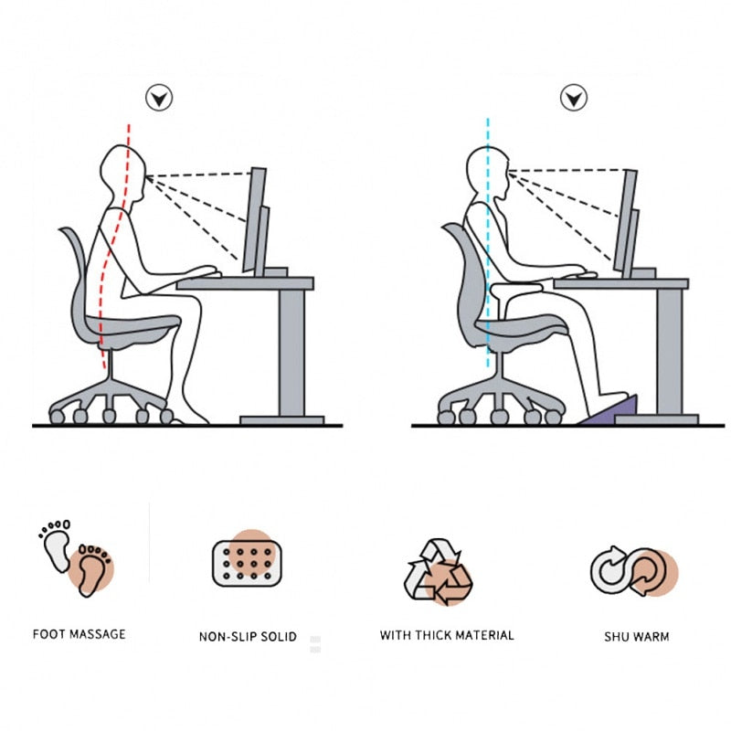 Desk Footrest,Adjustable Under,Foot Rest for Under Desk at Work with Massage,Foot Stool Under Desk 5 Height Position Adjustment