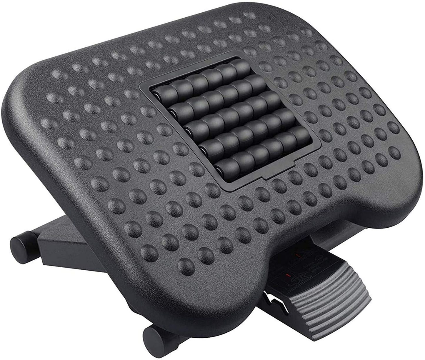 Footrest Adjustable Height Footstool with Wheels Rolling Under Desk Leg  Rest
