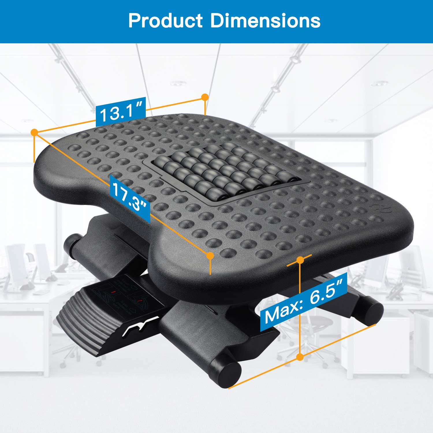 Footrest Under Desk Adjustable Foot Rest with Massage Texture